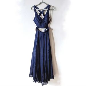 NWT Fame and Partners Two Piece Gown Maxi Dress Navy